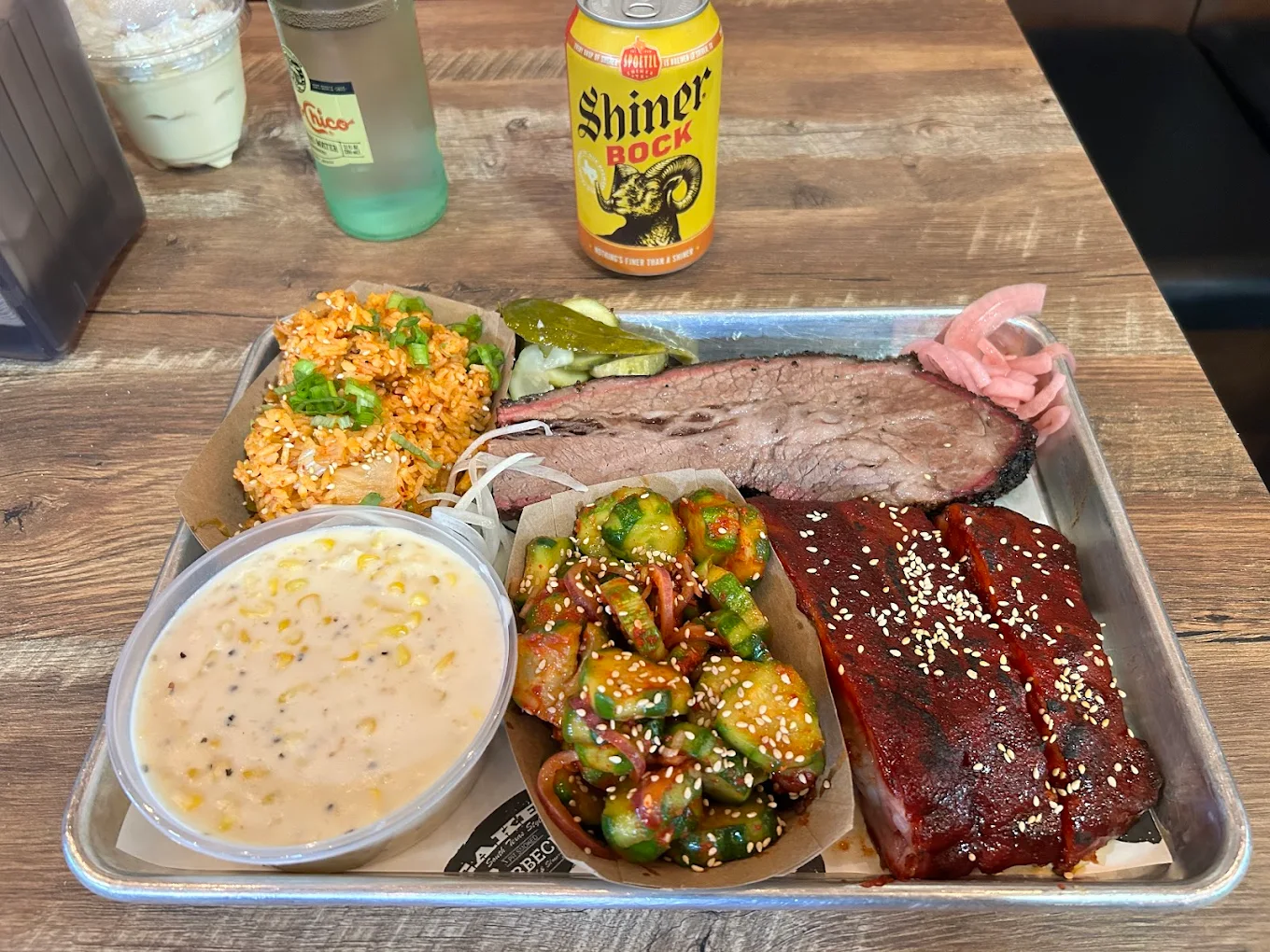 Eaker Barbecue Fredericksburg TX brisket and ribs with Korean sides